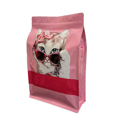 Özel Logo Sekiz taraflı mühürlenmiş plastik torba 40mic ~ 250mic Evcil hayvan yiyecek torbaları için