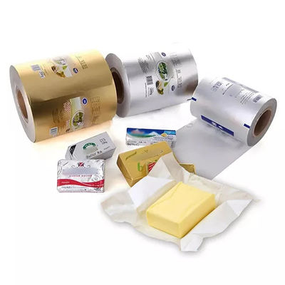 Özel düşük sıcaklıklı laminatlı ısı mühürü Lak Alüminyum folyo Peynir Paketleme Paketleme Kağıdı Margarin Tereyağı Paketleme Filmi