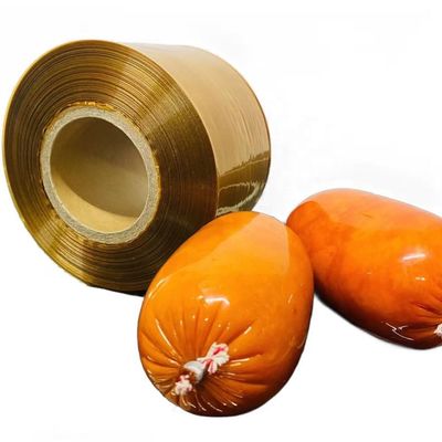 Kalibre 19mm Kalibre 220mm Yazdırılmış Yapay Sosis Kaplamaları Plastik Gıda Paketleme Filmi Naylon PA / PVDC