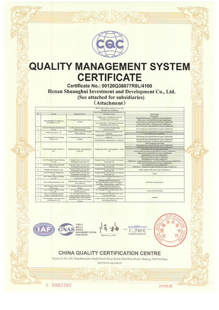 Çin Luohe Lianbang Chemical Co., Ltd. Sertifikalar